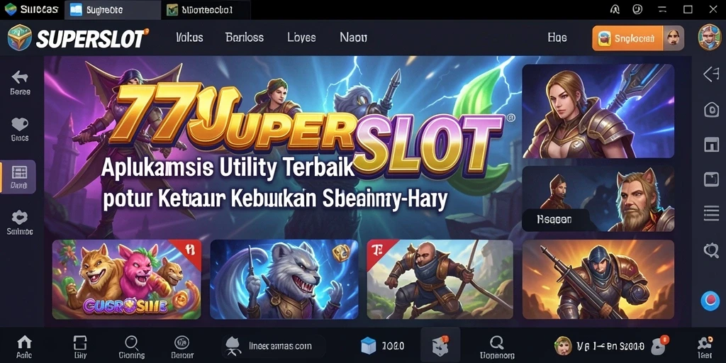 Tampilan utama aplikasi 77SUPERSLOT yang menunjukkan fitur-fitur Utility.