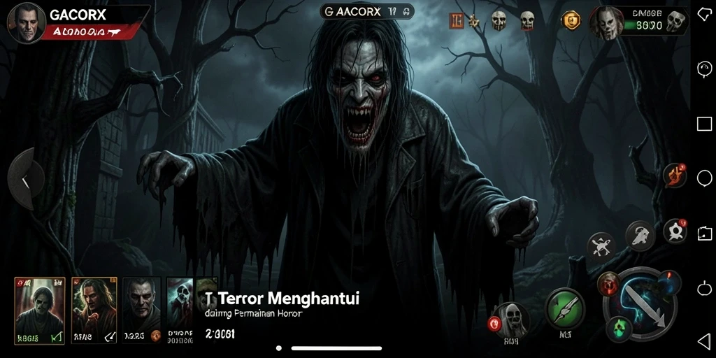 Screenshot menampilkan suasana mencekam dari gameplay GACORX.