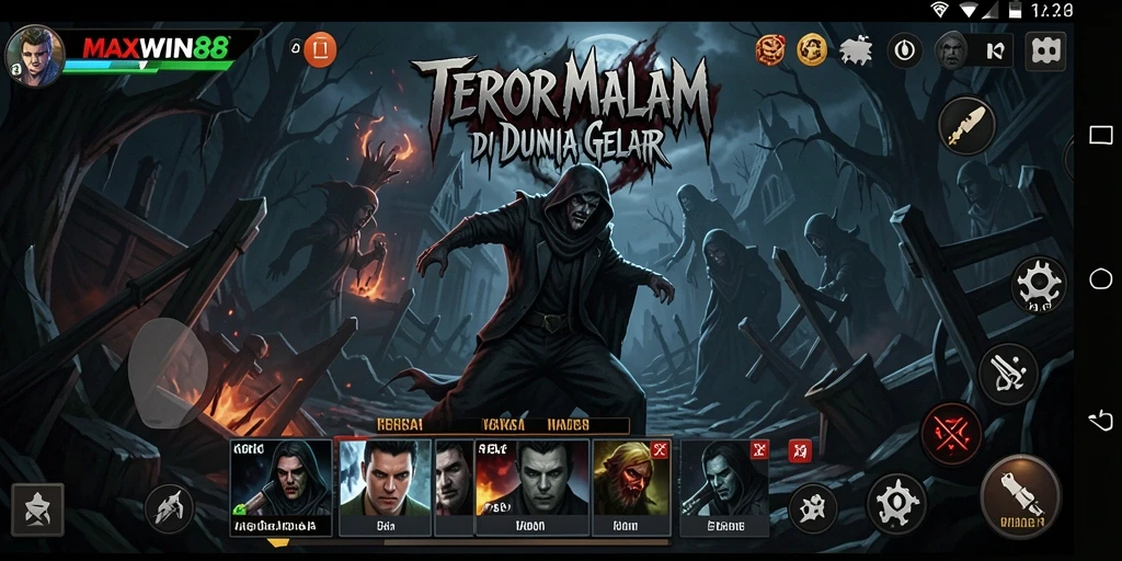 Screenshot gameplay MAXWIN88 yang menunjukkan suasana Horror yang mencekam.