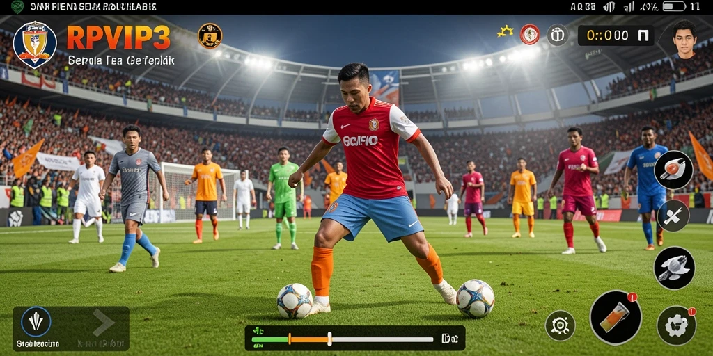 Tampilan gameplay seru dalam game sepak bola RPVIP3.